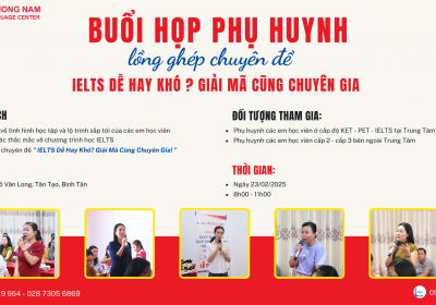 THÔNG BÁO BUỔI HỌP PHỤ HUYNH  TẠI TRUNG TÂM NGOẠI NGỮ PHƯƠNG NAM – CƠ SỞ TÂN TẠO