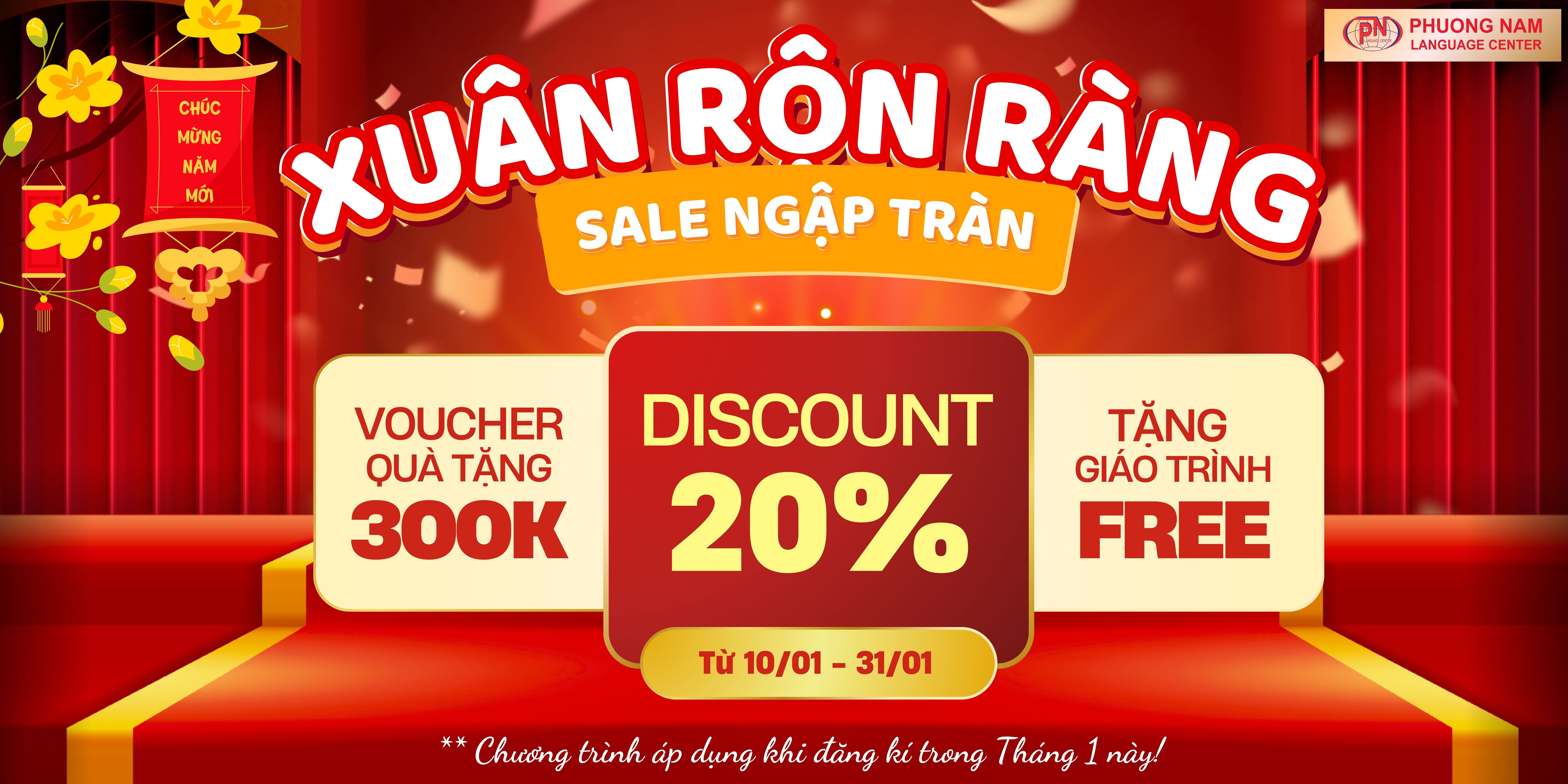 GIẢM 20% KHI ĐĂNG KÍ KHÓA HỌC TIẾNG ANH TRONG THÁNG 1